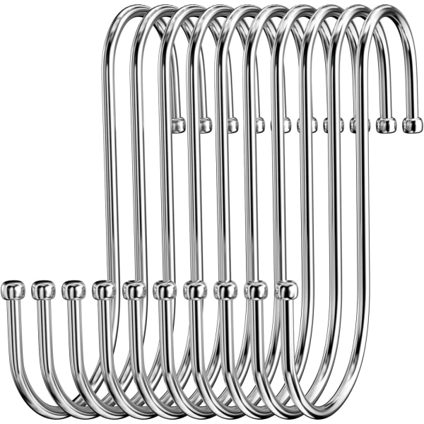 Rustfrit S-formet krog i rustfrit stål, S-formet krog i kraftig metal med dobbeltkrog til ophængning af kopper, tøj, gryder og skåle (20 stk.)