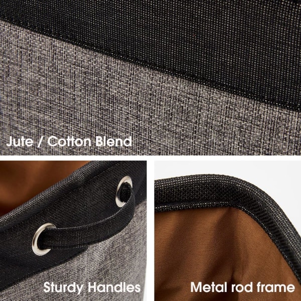 3 stk. Canvas opbevaringskurv Black,gray
