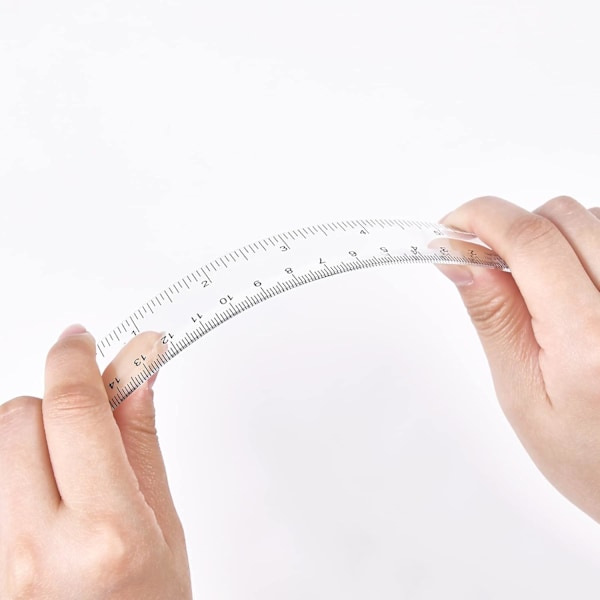 Genomskinlig linjal av plast, 6 tum, rak linjal, okrossbar linjal med tum och centimeter för skola, klassrum, hem eller kontor (2 st)