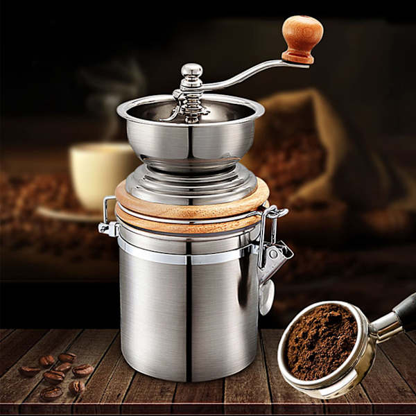 Kaffe Kvern, Rustfritt Stål Manuell Kaffe Kvern Beholder Manuell Kaffe Bønne Kvern Kvern Maskin Hånd Konisk Kaffe Kvern