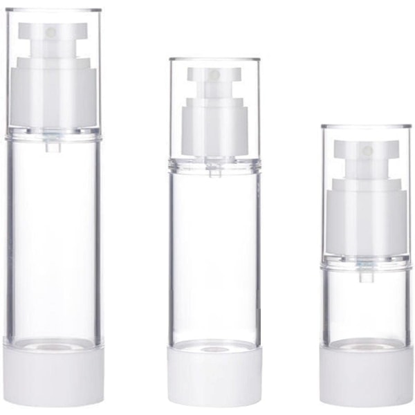 3 stk luftløse pumpeflasker, 15 ml/30 ml/50 ml etterfyllbare sprayflasker med fin tåke Lekkasjesikre, tomme plastforstøversprøyter for væsker, parfymer