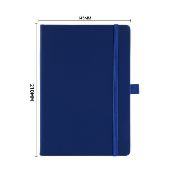 A5 Notatbok med linjerte sider, elastisk bånd, PU-lær klassisk skrivebok medium premium linjert papir rulet journal 200 sider (blå) Blue