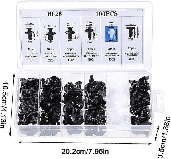 Bilclips, 100 stk. plastikclips nitter, nitteclips, plastikclips, universel sort plastiklukning, til bil