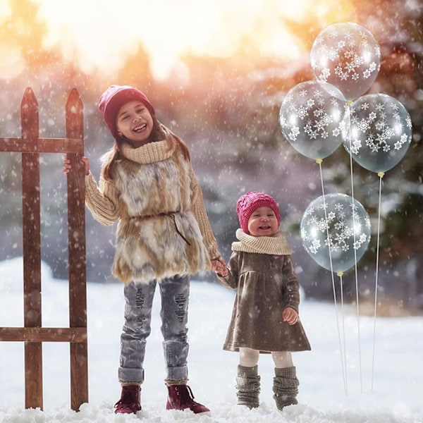 12-tommers hvite gjennomsiktige snøfnuggballonger Latexballonger Festdekorasjoner Julefestdekorasjoner - 100 stykker