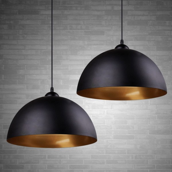 Moderne industriell pendellampe 2 x Vintage pendellampe Diameter 30 cm Bredde Lampe Lysekrone Laget av Jern Pendellampe E27 Taklampe Svart Gull