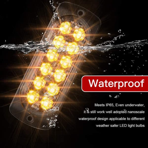 LED Nødblinkende Strobelys, Universal Beacon Advarselslys til 12-24V Lastbiler, Biler, Farlige Blinkende Strobelys (4 Pak)