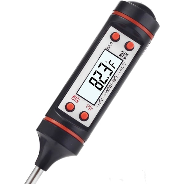 Kökstermometer Digital Kötttermometer med Rostfritt Lång Sond och Noggrann LCD-skärm för Vätskor, Kött, Mjölk, Grill, Matlagning, Grillning