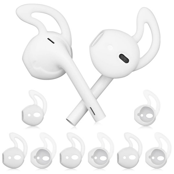 Ørekroge til Airpods, 5 par bløde silikoneørepropper, skridsikre sportsørepropper, der er kompatible med Airpods, ultralette høretelefontilbehør White