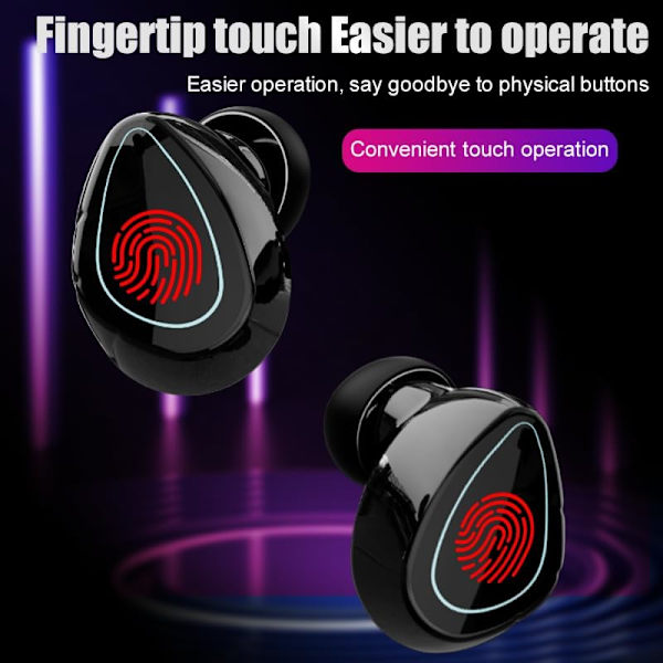 Trådløse ørepropper, Trådløse hodetelefoner, HiFi Stereo Dyp Bass, Bluetooth 5.3 Berøringskontroll Støyreduksjon Hodetelefoner, Mini Ørepropper Mic In-Ear Headset