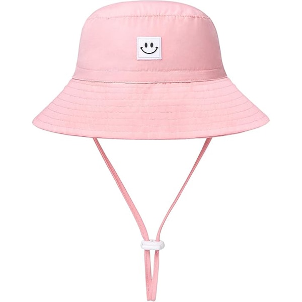 Baby Sun Hat Smile Face Toddler Sun Protective Bucket hat Nice Beach hat for Baby Girl boy Adjustable Cap, Pink