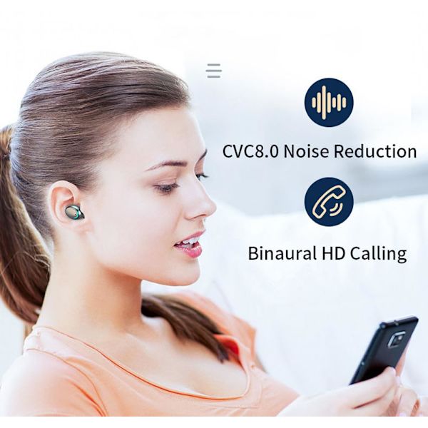 Miniature Bluetooth-headset trådløs øretelefon øretelefon-bil in-ear-hovedtelefon med mikrofon håndfri opkald batterilevetid sort