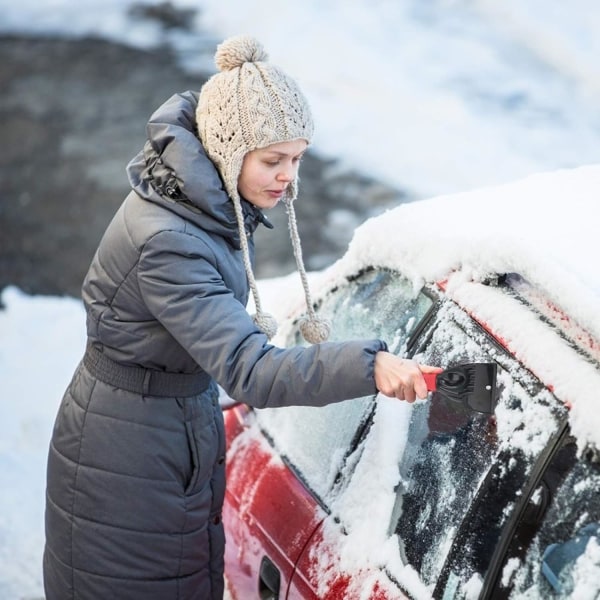 Snøskraper, isskraper for bilvindu, isskraper og frontrutekost, vinterverktøy med sklisikkert håndtak, snøbørste uten riper, 2 stk