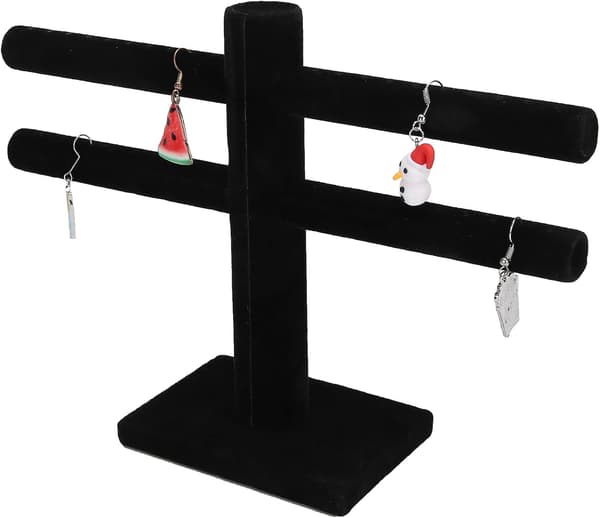 Øreringe Organizer Aftagelig Smykke Display Stativ 2 Lag Black