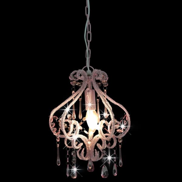 vidaXL Loftlampe med perler sølv rund E14 pink Rosa