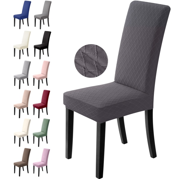 Stolsöverdrag Set med 2 stretchiga stolsöverdrag Matsalsstolsöverdrag Universal Elastiska överdrag Tvättbara avtagbara (2 delar, mörkgrå) grey