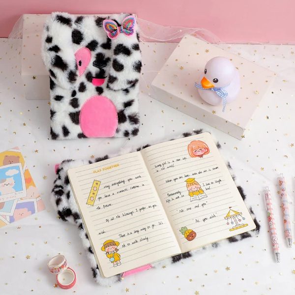 Plettet hundeplanlægger Fluffy Journal Notebook Hund hemmelig notesblok sød tegneserie hvalpeskrivebogsdagbog dagsorden