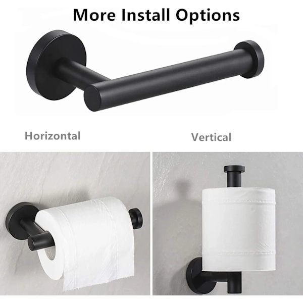 Toiletpapirholder Håndklæde Ring, Vægmonteret Toiletpapirholder, 2 Stykker Klassisk Rustfrit Stål Badeværelsestilbehør, Mat Sort