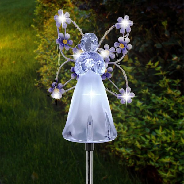 Angel Solar Lights Outdoor, 1 Pack Angel Solar Garden Stake Lights, LED Waterproof Angel Landscape Lights for Garden Decorations (Purple)