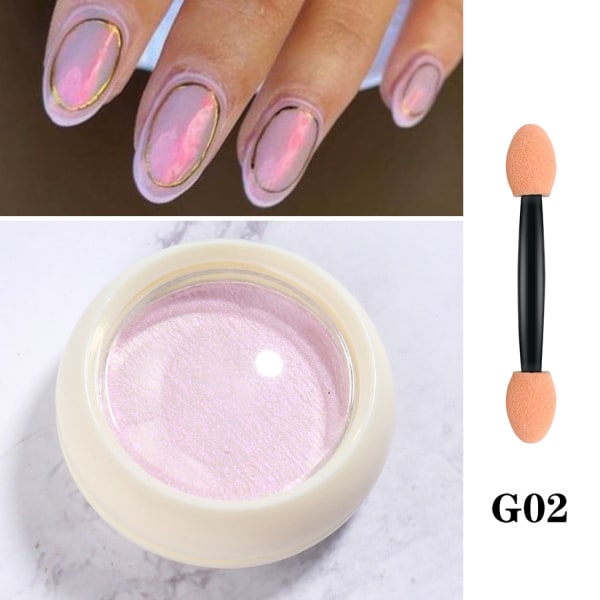 Pearl Mermaid Chrome Nail Powder Kit för Nagellack. Holografisk Lila Rosa Ljusgrönt Guld Nagelpulver för Gel Nails Glitter