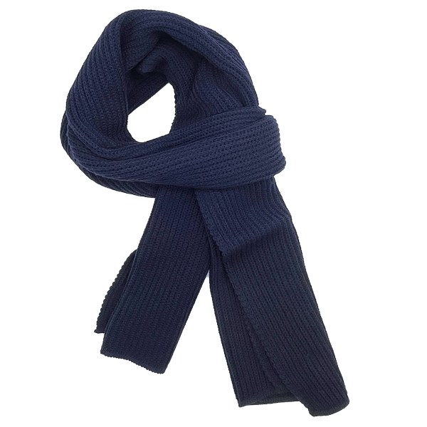 Varm höst- och vinterscarf, unisex enfärgad vinterhals varm stickad garnscarf Navy blue