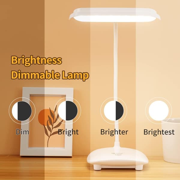 Genopladelig USB-skrivebordslampe, 40 LED 2 batterier 3200mah, Touch Light 3 farver 6 dæmpbare tilstande, hukommelsesfunktion