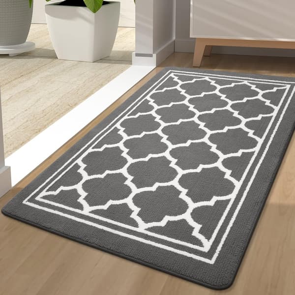 Vaskbare dørmatter innendørs, smussfanger matte absorberende sklisikker lav profil dørmatte - 80 x 120 cm, grå