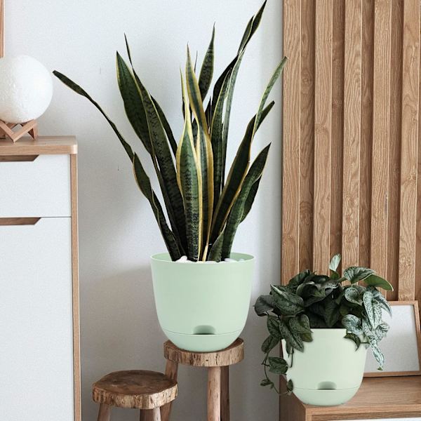 Självbevattnande blomkrukor för inomhus- och utomhusbruk Gröna 17 cm (3 st) Green M