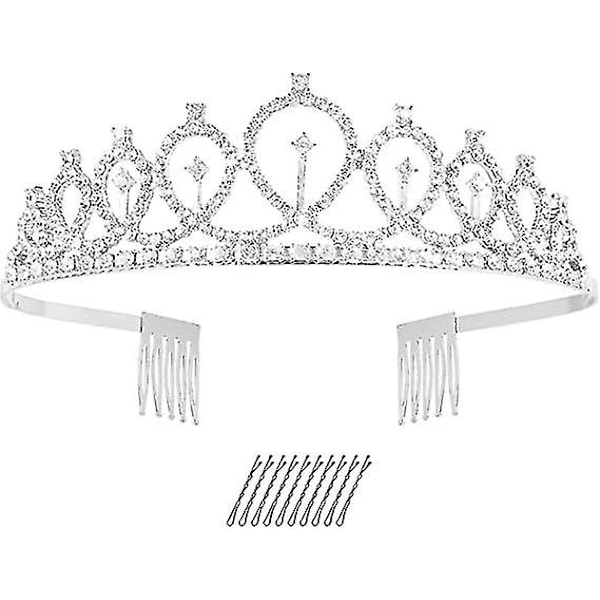 Krystal Tiara Krone Med Rhinestones Kam Til Bryllup Brud Krone Proms Pageants Prinsessefester silver