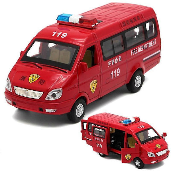 Uusi seosvetävä 1:32 ambulanssipakettiauto, pelastusajoneuvolelut, lasten pakettiautolelut, simulaatioääni ja valo Leikkiautot red