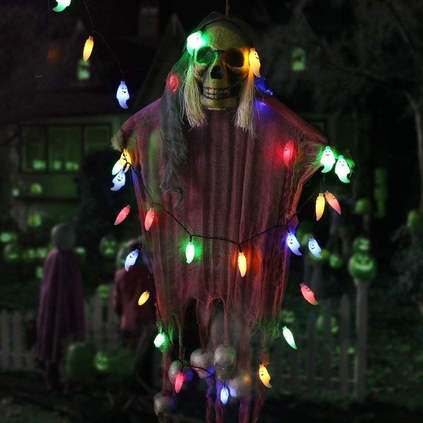 String Lights, 40 LEDs Monivärinen Ghost Light Paristokäyttöinen, 6m 3D Muoviset Ghost Fairy Lights Joulufestivaalijuhlien sisäsisustukseen