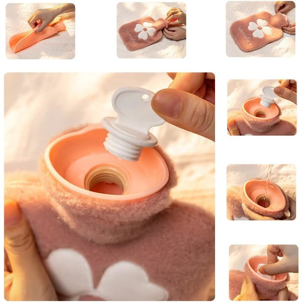 Varmvattenflaska med överdrag, 500 ml light pink