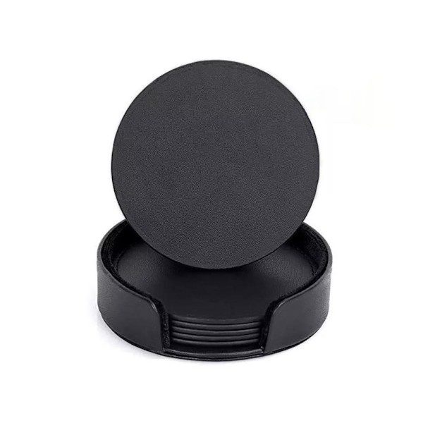 6-pak - Læder coasters - Glas coasters