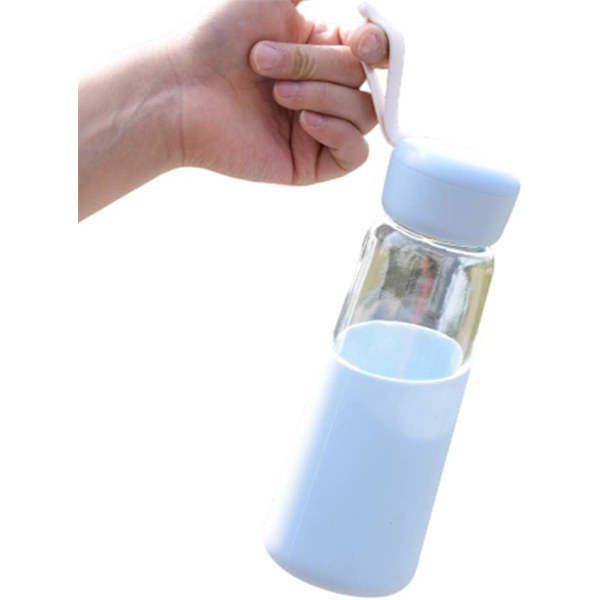 Glas Vandflaske Silikone Etui Kreative Gaver Flasker Anti-Skoldning Hold Koldt Vandflaske Blue