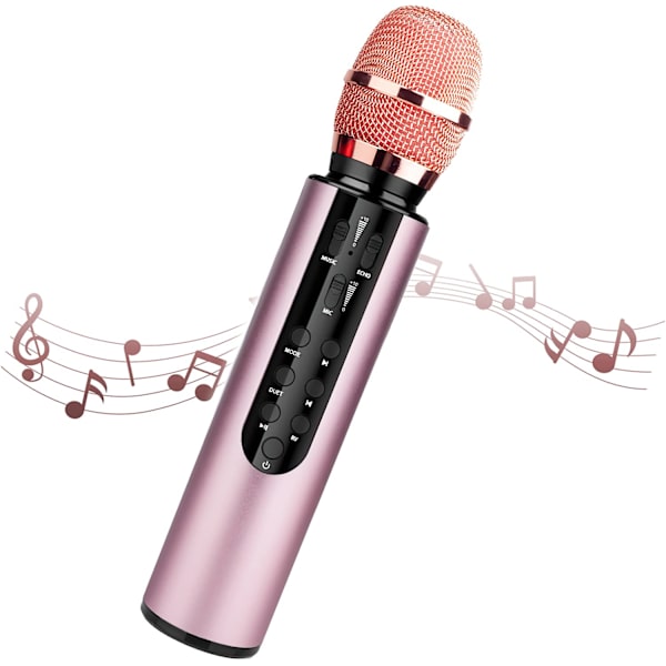Karaoke trådlös mikrofon bärbar handhållen Bluetooth-högtalare mikrofon, trådlösa mikrofoner Karaoke-maskin Hem KTV-spelare Pink