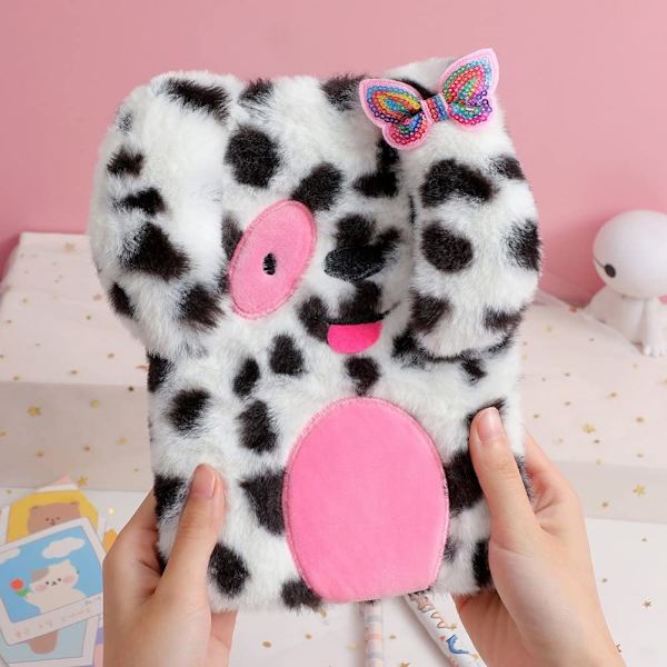 Plettet hundeplanlægger Fluffy Journal Notebook Hund hemmelig notesblok sød tegneserie hvalpeskrivebogsdagbog dagsorden