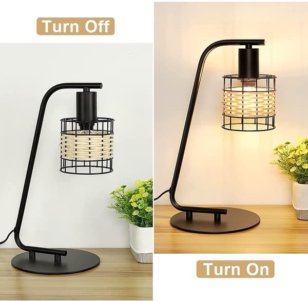 Retro industriel rund bordlampe