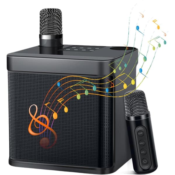 Karaokelaite 2 langattomalla mikrofonilla ja Bluetooth-kaiuttimella