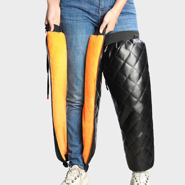 Par af vinter knævarmere motorcykel, 70 cm fortykkede knæpuder, termisk for, knævarmere med lynlås, benbeskyttelse, knæpuder, varme benvarmere gold+black