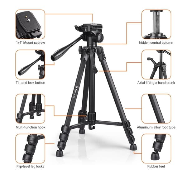 Bærbar Lett Bluetooth Tripod med Fjernkontroll og Avtakbar Kamerabase