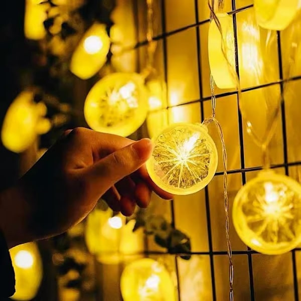 Citronskive Ljus, Batteridriven, Flexibel Repsträng Fe LED, Varm Gul för Jul Födelsedag Bröllop Semesterfest Heminredning, 3m, 20 LED