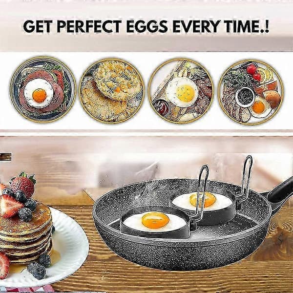 Non-stick pannekakeform i rustfritt stål for perfekte runde egg og crêpes