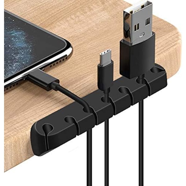 3-pack organizer , kabelhållare, kabelhållare självhäftande silikon trådhållare för att organisera USB laddningskabel/ power -svart Black