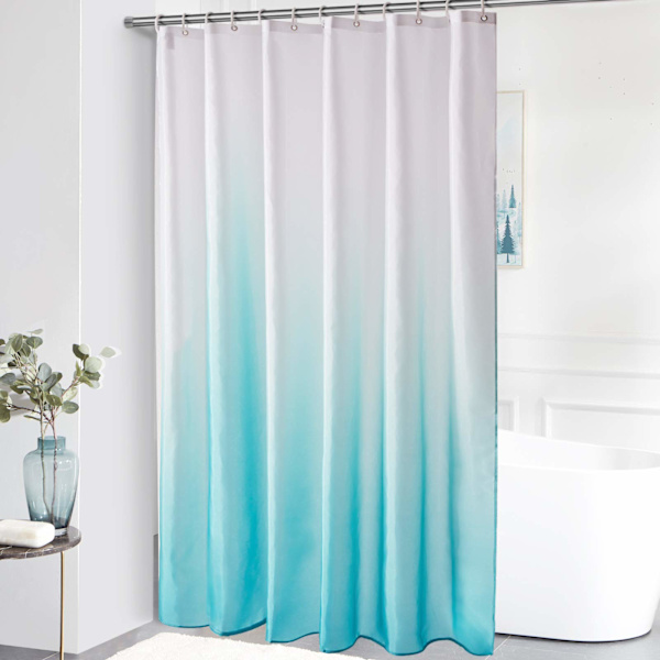 Duschdraperi textil anti-mögel vattentät tvättbar badrumsdraperi tillverkad av polyestertyg vit till akvamarin smal 200x200cm light blue 200*200cm
