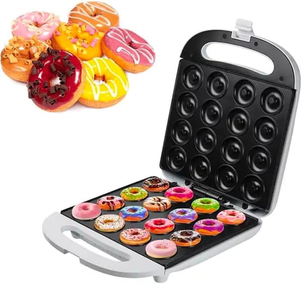 Mini Donut Maker - Donut Maker Maskin för Hem - 16 Små Donut Maker, Elektrisk Non-Stick Yta Gör för Barn Donut Maker, Gör Donuts (Vit)