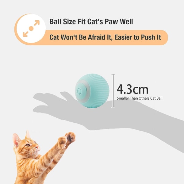 Cat Toy Electric Cat Ball med LED-lys Automatisk 360-graders Roll Ball Interactive Cat Toy USB Oppladbare Electric Cat Balls for Cats (blå) Blue