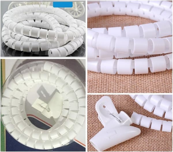 Spiral kabelrør, 28mm*5m spiralformet fleksibelt kabelrør kabelarrangør White