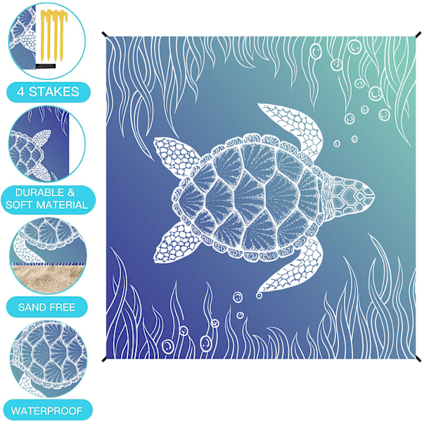 Strandtæppe Havskildpadde Vandtæt Sandtæt . Strandtæppe Stort Picnictæppe Strandtæppe til Rejse Camping Vandring Picnic