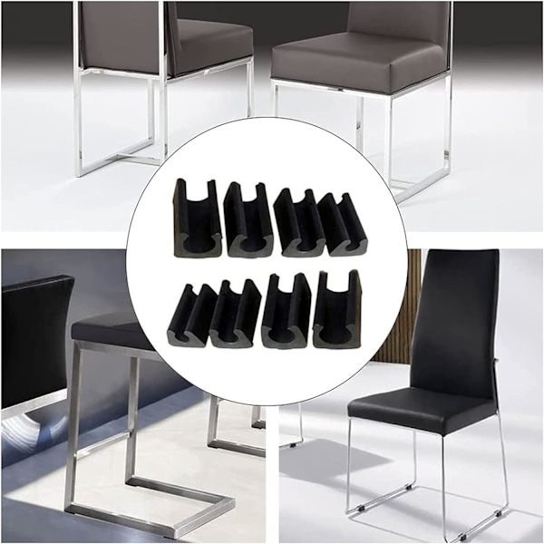 32 stk. Stolefødder Glider Rør Endekappe Buffer Stopper Møbler Gulvbeskytter U Form Plast Stolekapper (14mm, Sort) Black 14mm
