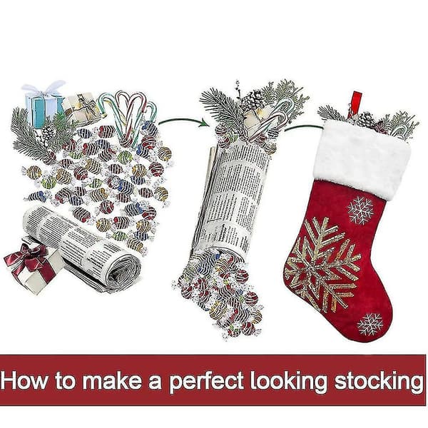 Julstrumpor Presentpåse Snöflinga Älg Flanell Broderade Julstrumpor Julklapp Hög Kvalitet