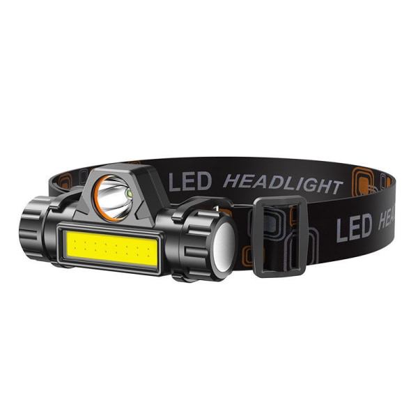 Huvudfackla, 1-pack USB uppladdningsbar LED-huvudlampa Ljus för löpning Camping Vandring Promenad Fiske hjälm